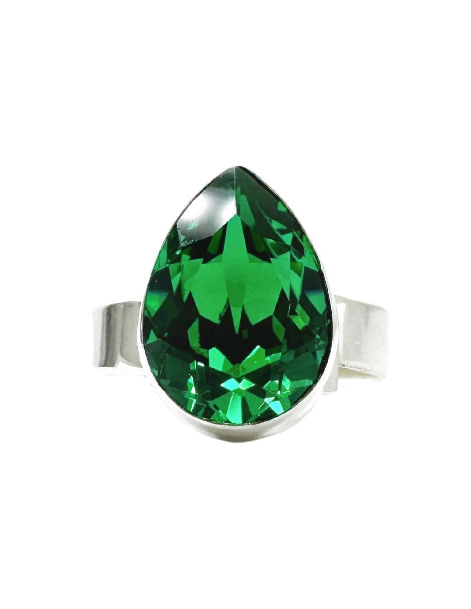 Anillo de pera Pera P 925 de plata cristal