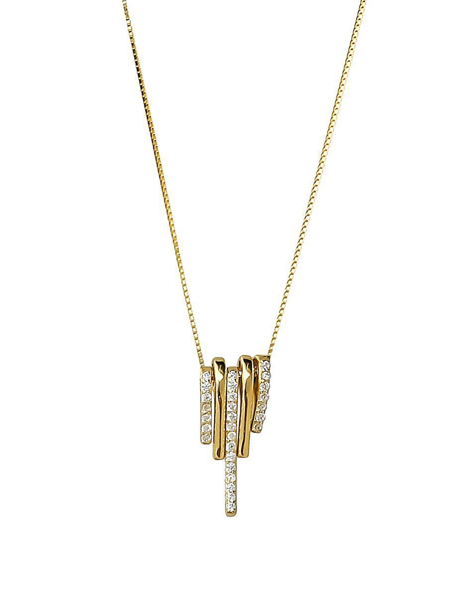 Collar rectangular de plata con acabado baño de oro P 925 2