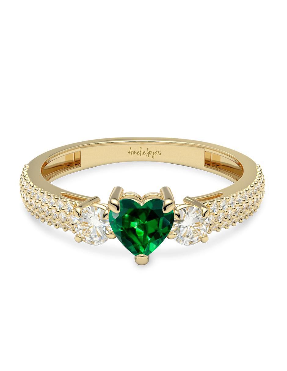 Anillo de corazón 14 k de oro zirconia brillante Anillo de corazón 14 k de oro zirconia brillante