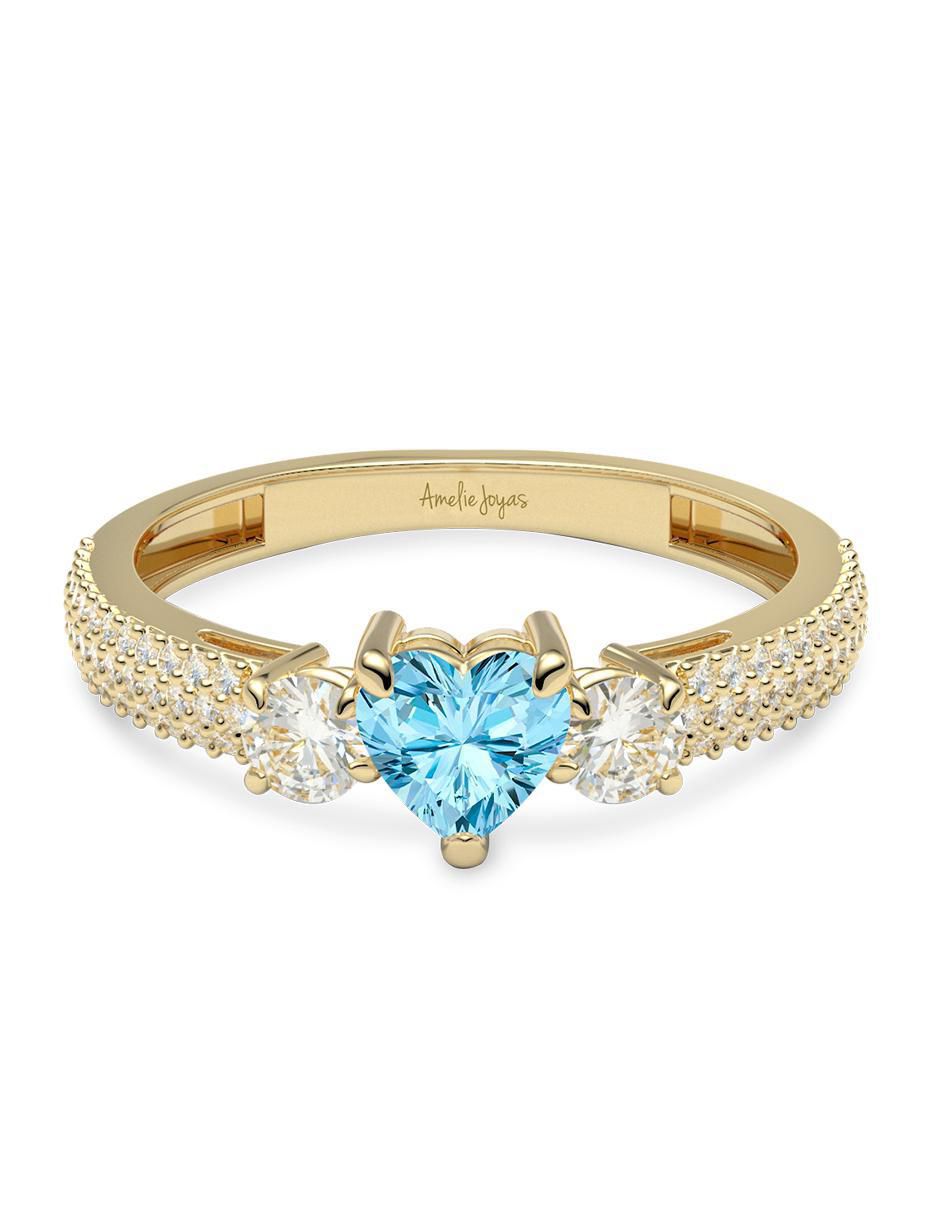 Anillo de corazón 14 k de oro zirconia brillante Anillo de corazón 14 k de oro zirconia brillante