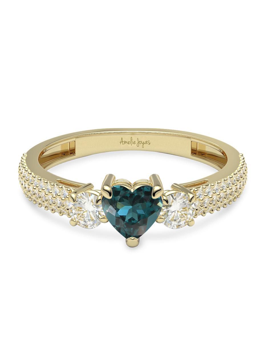 Anillo de corazón 14 k de oro zirconia brillante Anillo de corazón 14 k de oro zirconia brillante