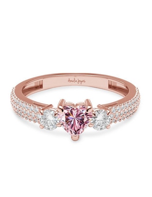 Anillo de corazón 14 k de oro zirconia brillante Anillo de corazón 14 k de oro zirconia brillante