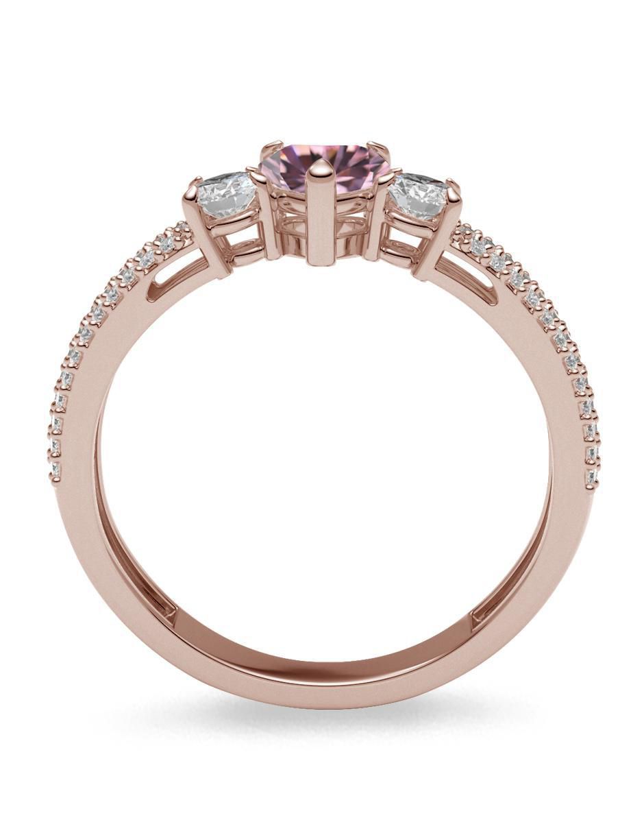 Anillo de corazón 14 k de oro zirconia brillante