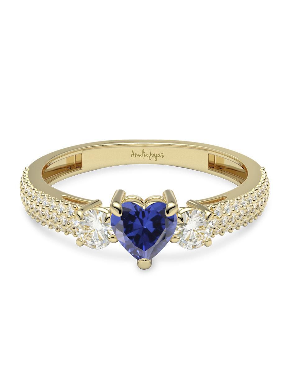 Anillo de corazón 14 k de oro zirconia brillante Anillo de corazón 14 k de oro zirconia brillante