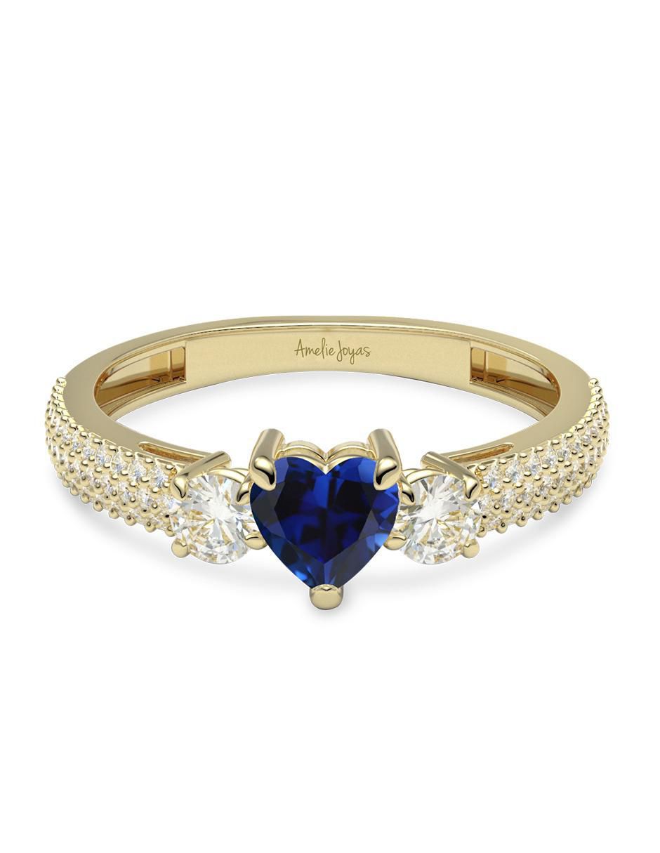 Anillo de corazón 14 k de oro zirconia brillante Anillo de corazón 14 k de oro zirconia brillante