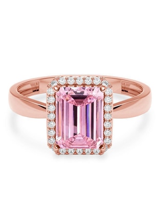 Anillo rectangular 14 k de oro zirconia brillante Anillo rectangular 14 k de oro zirconia brillante