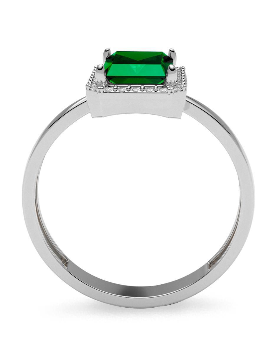 Anillo rectangular 14 k de oro zirconia brillante