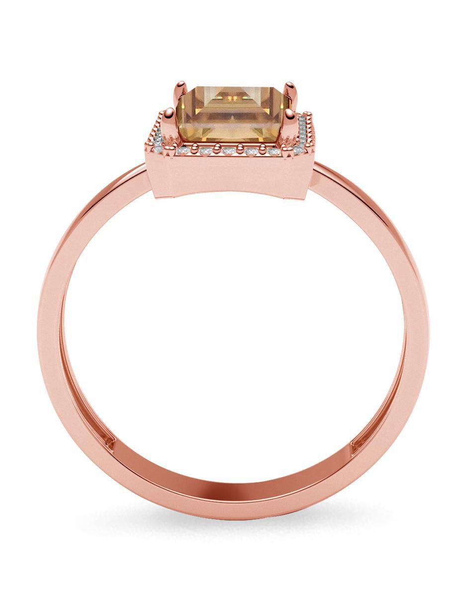 Anillo rectangular 14 k de oro zirconia brillante