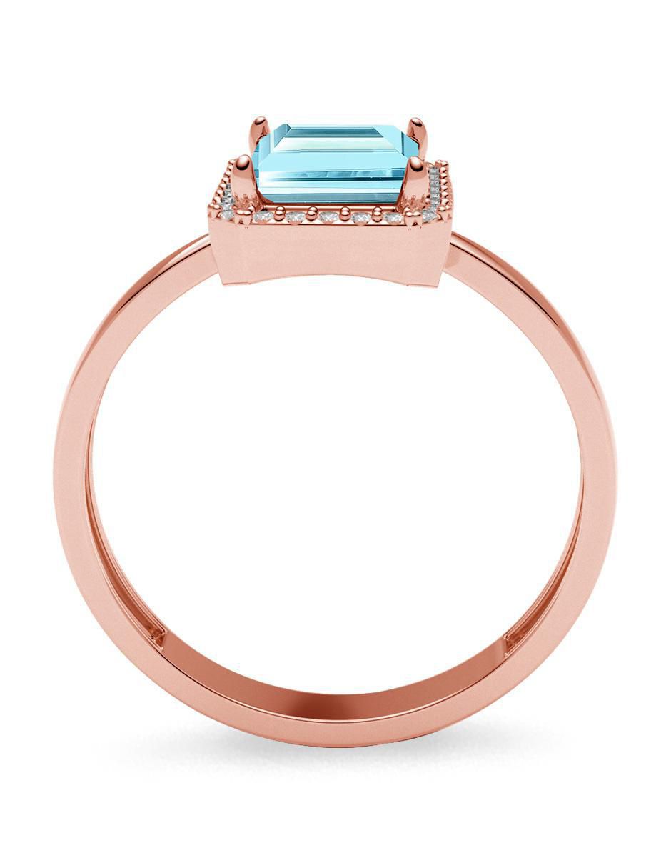 Anillo rectangular 14 k de oro zirconia brillante