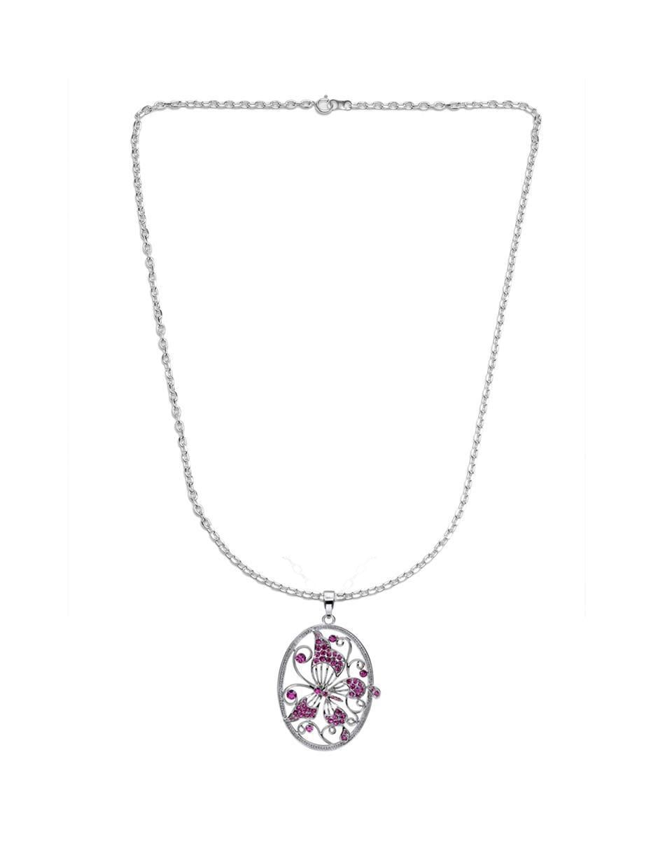 Collar mariposa Pretty con acabado baño de oro blanco 2