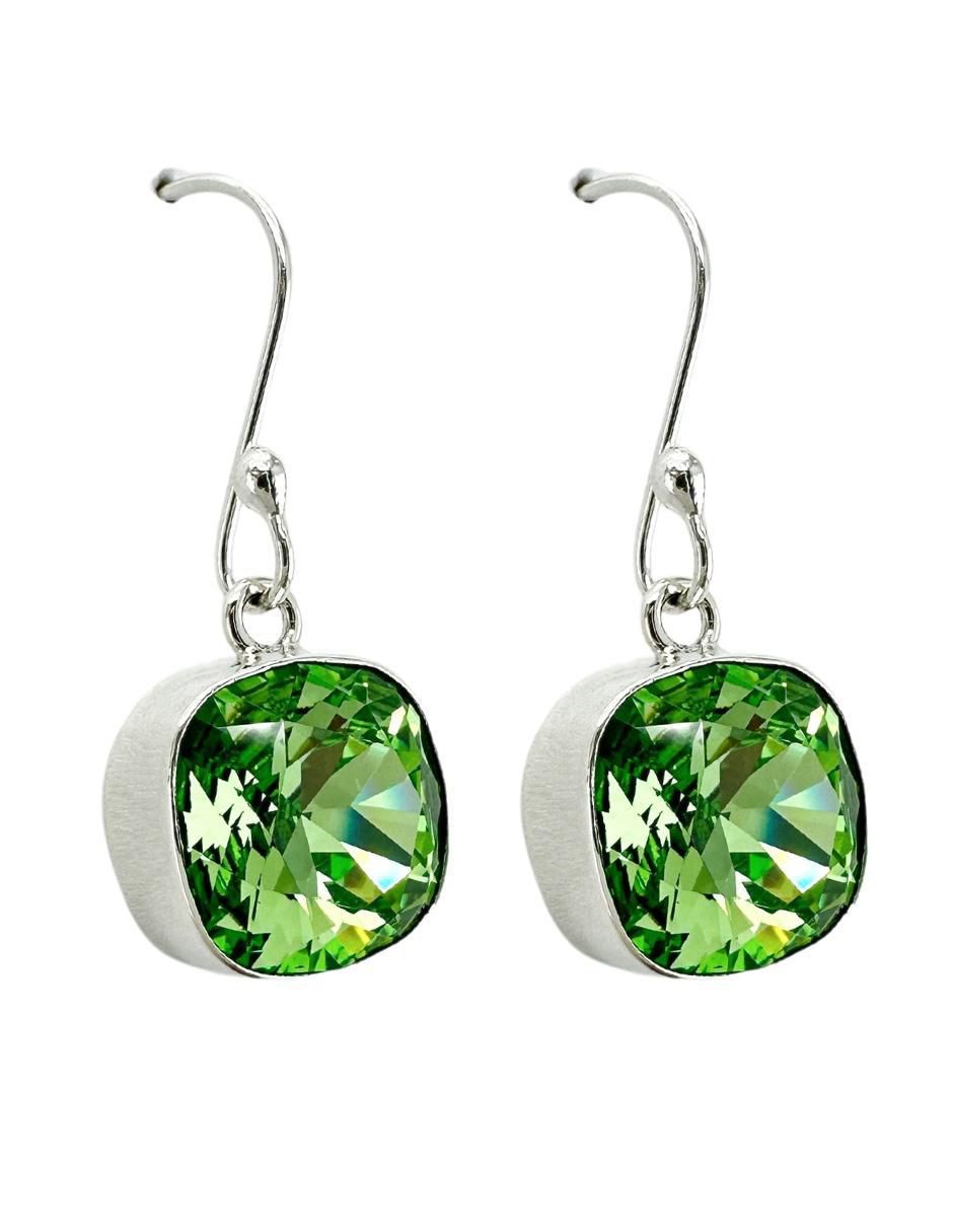 Aretes cuadrados de plata P 925 cristal
