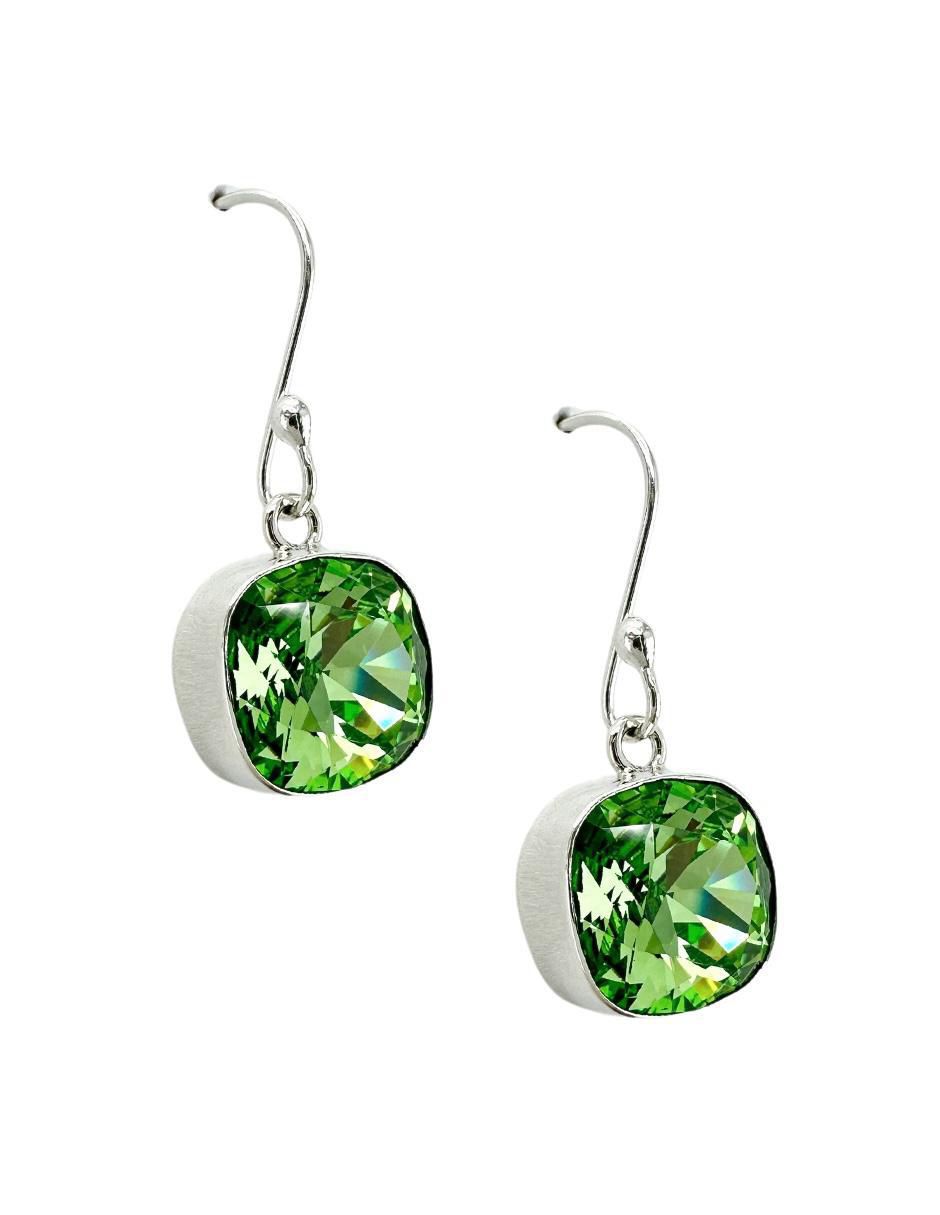 Aretes cuadrados de plata P 925 cristal