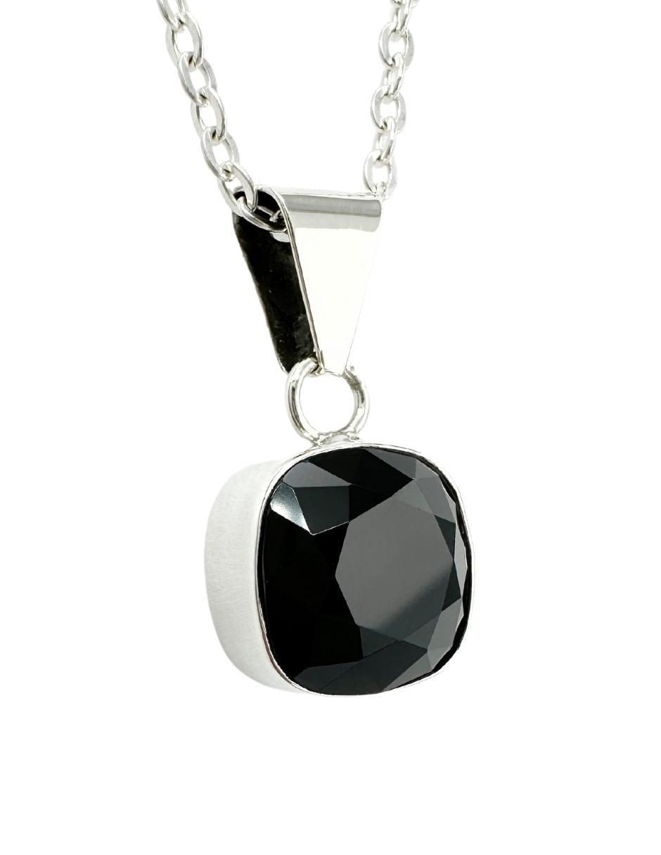 Aretes y collar de cuadrada Cushion de plata P 925 cristal