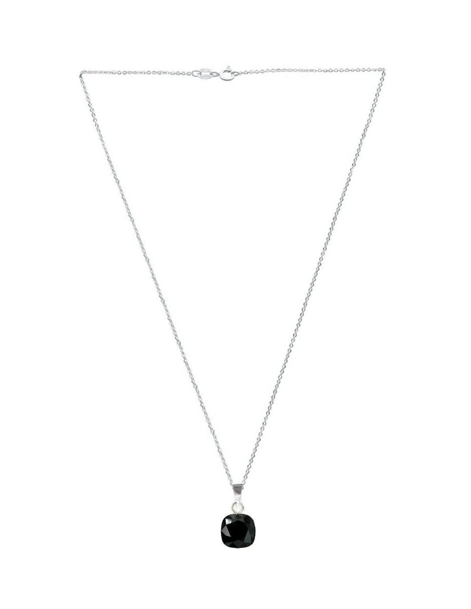 Aretes y collar de cuadrada Cushion de plata P 925 cristal 6