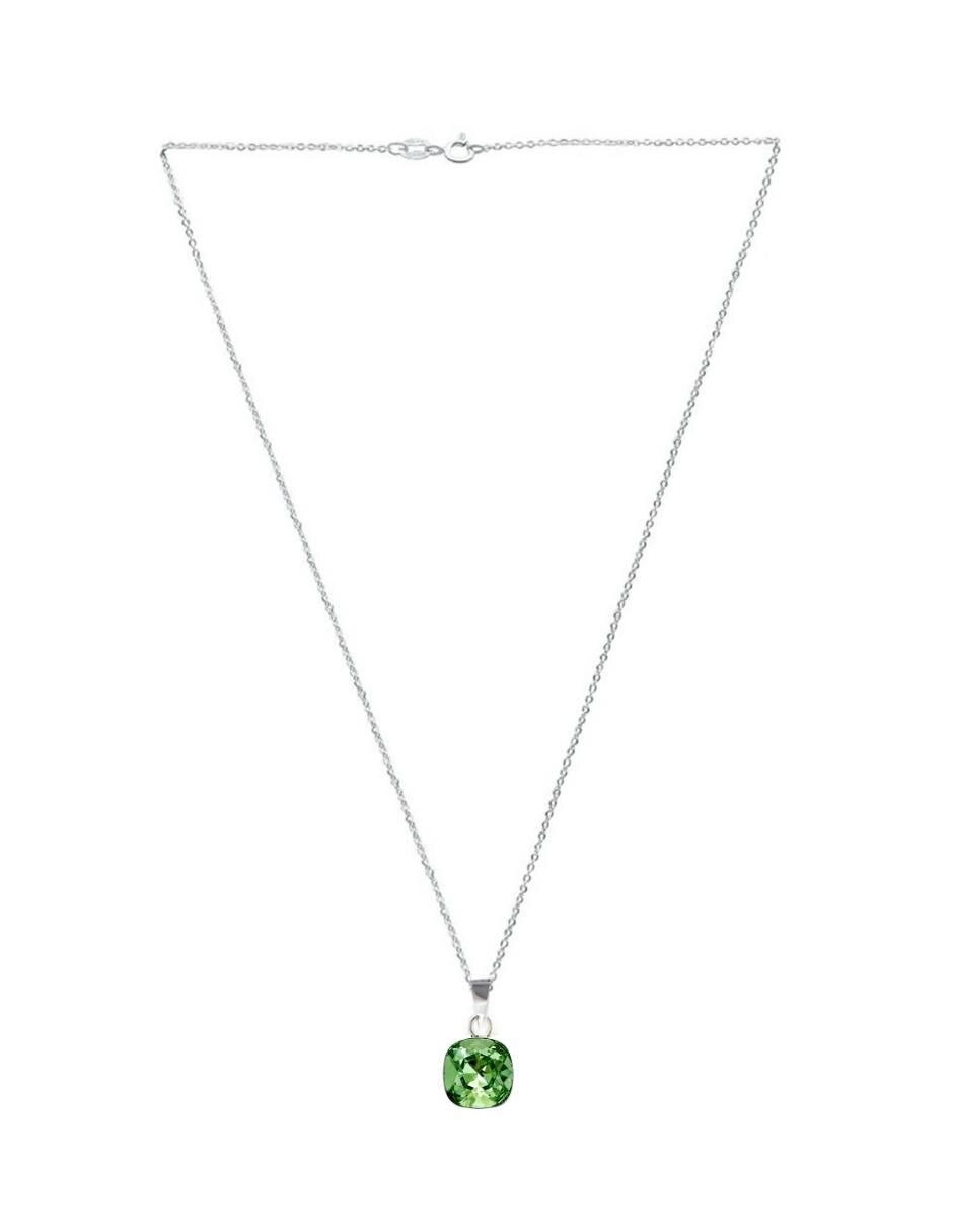 Aretes y collar de cuadrada Cushion de plata P 925 cristal 6