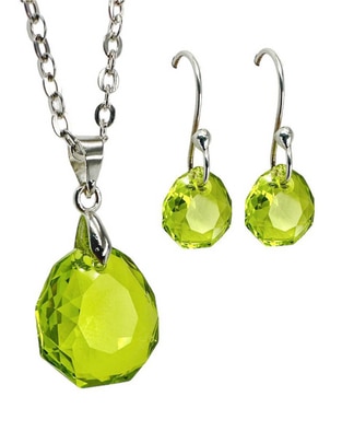 Aretes y collar de circular Majestic de plata P 925 cristal 1
