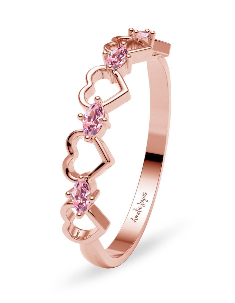 Anillo redondo 10 k de oro zirconia brillante 5