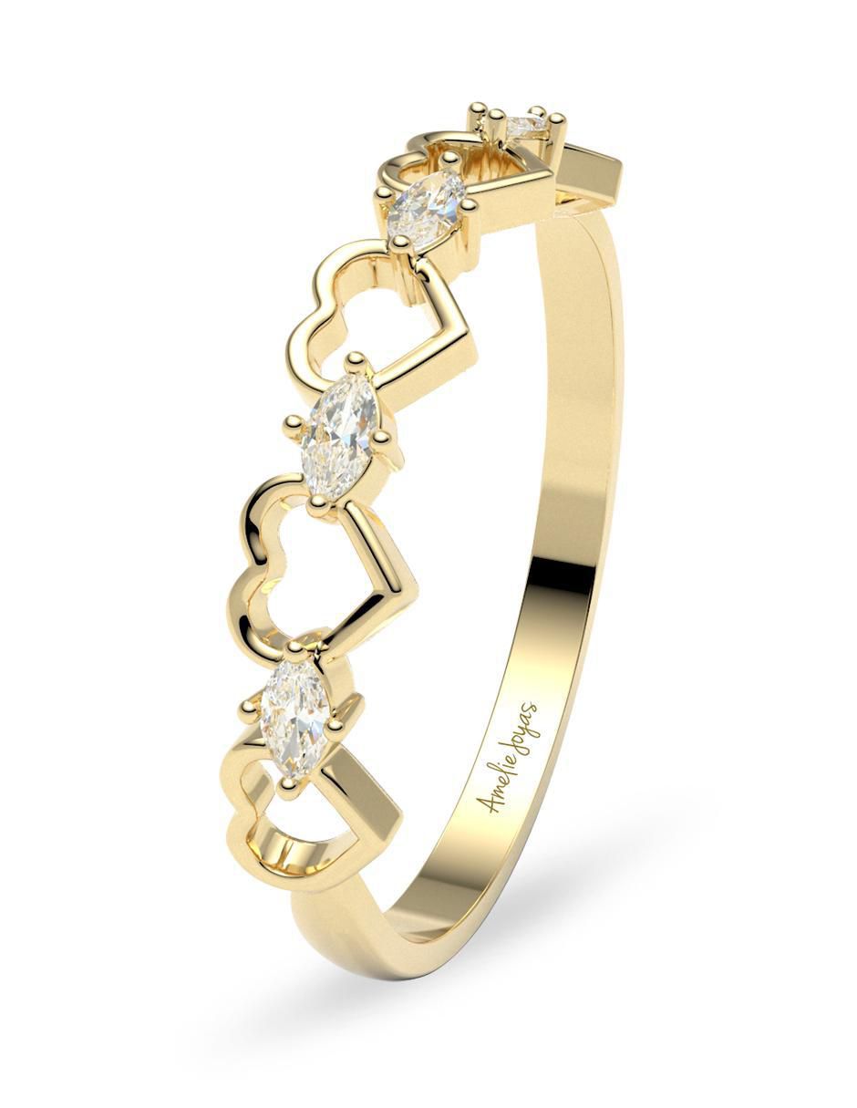 Anillo redondo 14 k de oro zirconia brillante 5