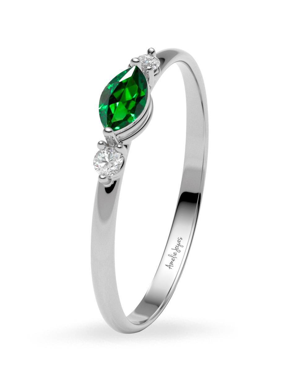 Anillo redondo 10 k de oro zirconia brillante 4