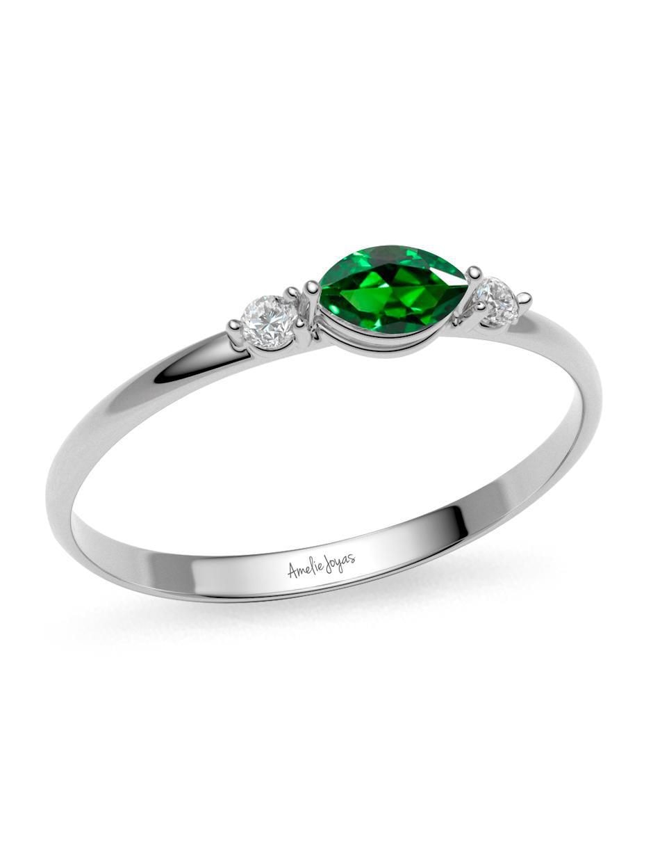 Anillo redondo 10 k de oro zirconia brillante 3