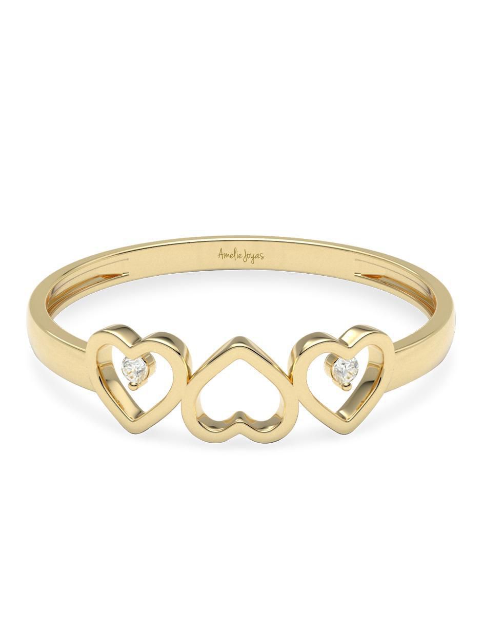 Anillo de corazón 14 k de oro zirconia brillante Anillo de corazón 14 k de oro zirconia brillante