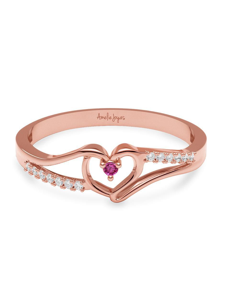 Anillo de corazón 14 k de oro zirconia brillante Anillo de corazón 14 k de oro zirconia brillante