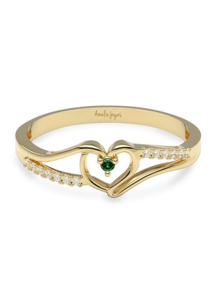 Anillo de corazón 14 k de oro zirconia brillante Anillo de corazón 14 k de oro zirconia brillante