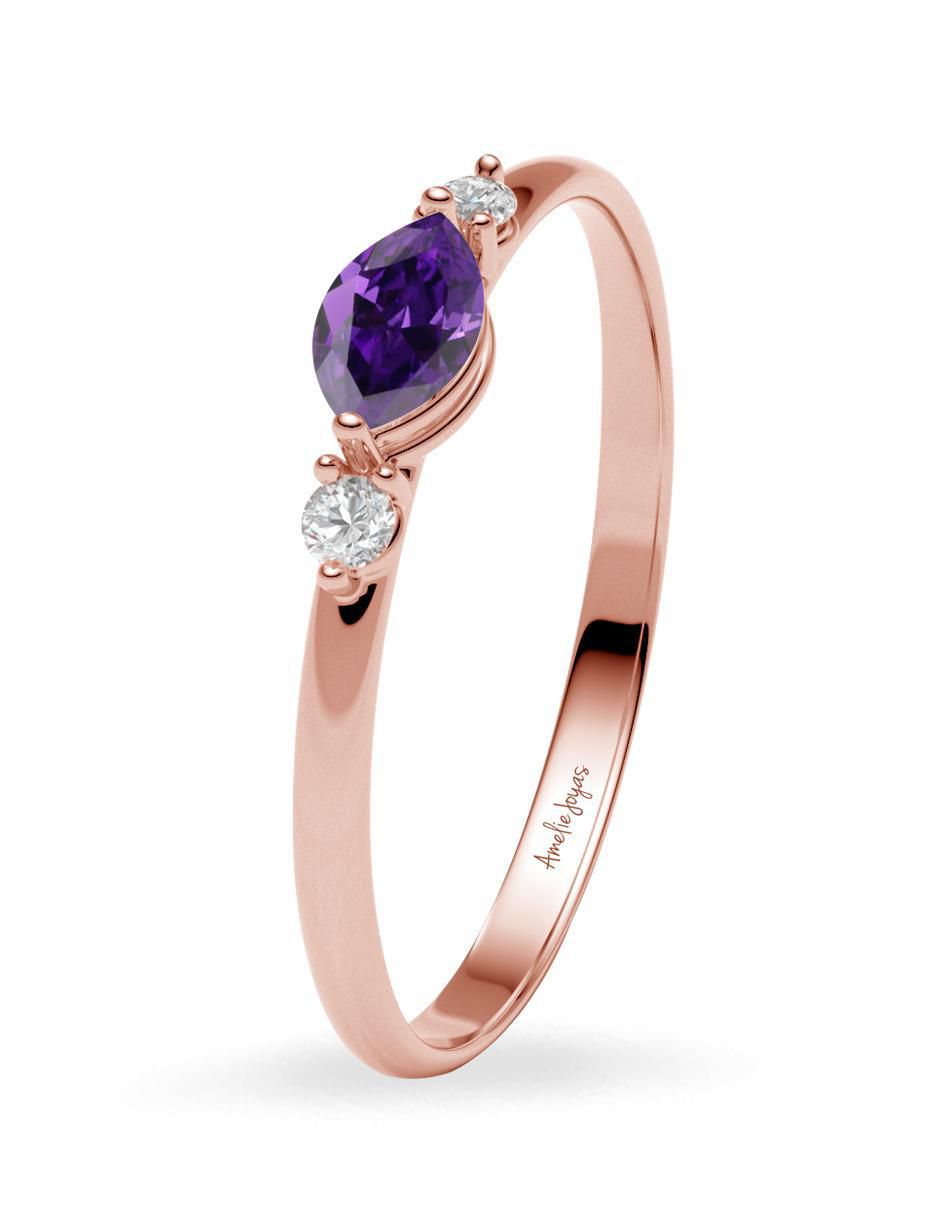 Anillo de rombo 10 k de oro zirconia brillante