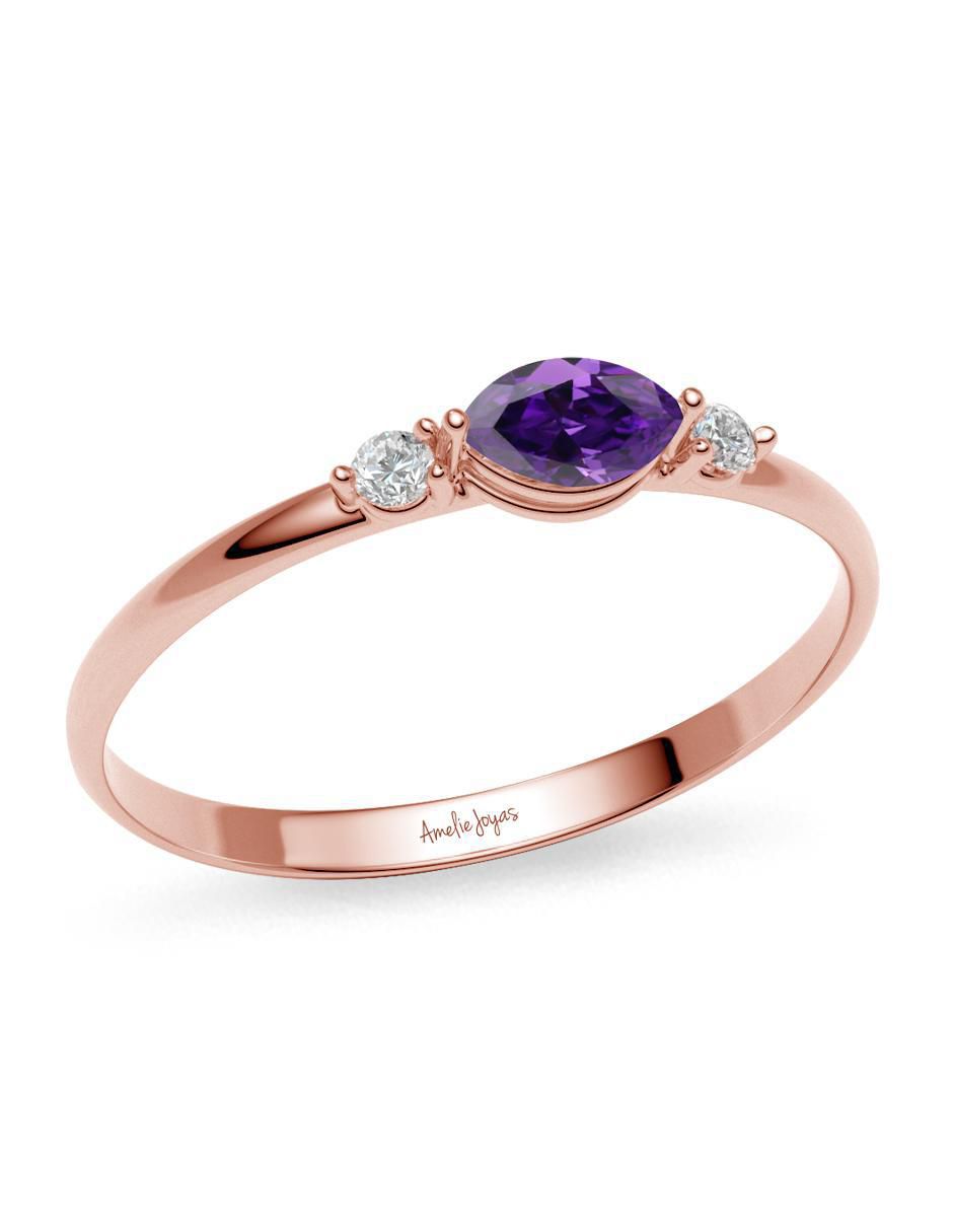 Anillo de rombo 10 k de oro zirconia brillante