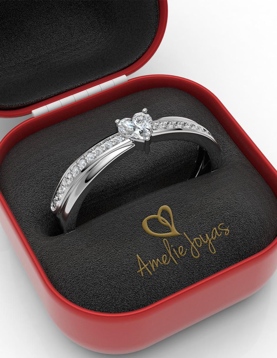 Anillo de corazón 14 k de oro zirconia brillante