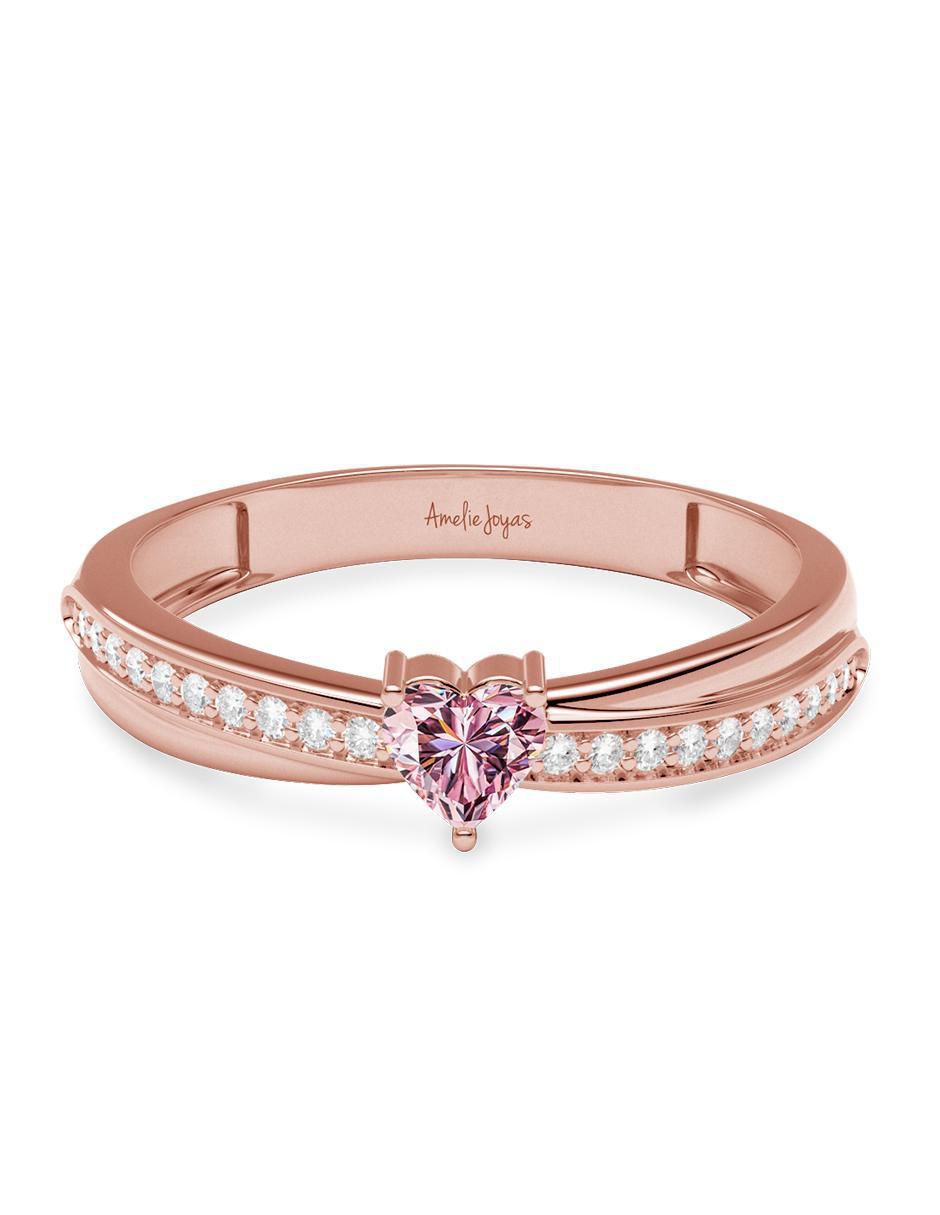 Anillo de corazón 14 k de oro zirconia brillante Anillo de corazón 14 k de oro zirconia brillante