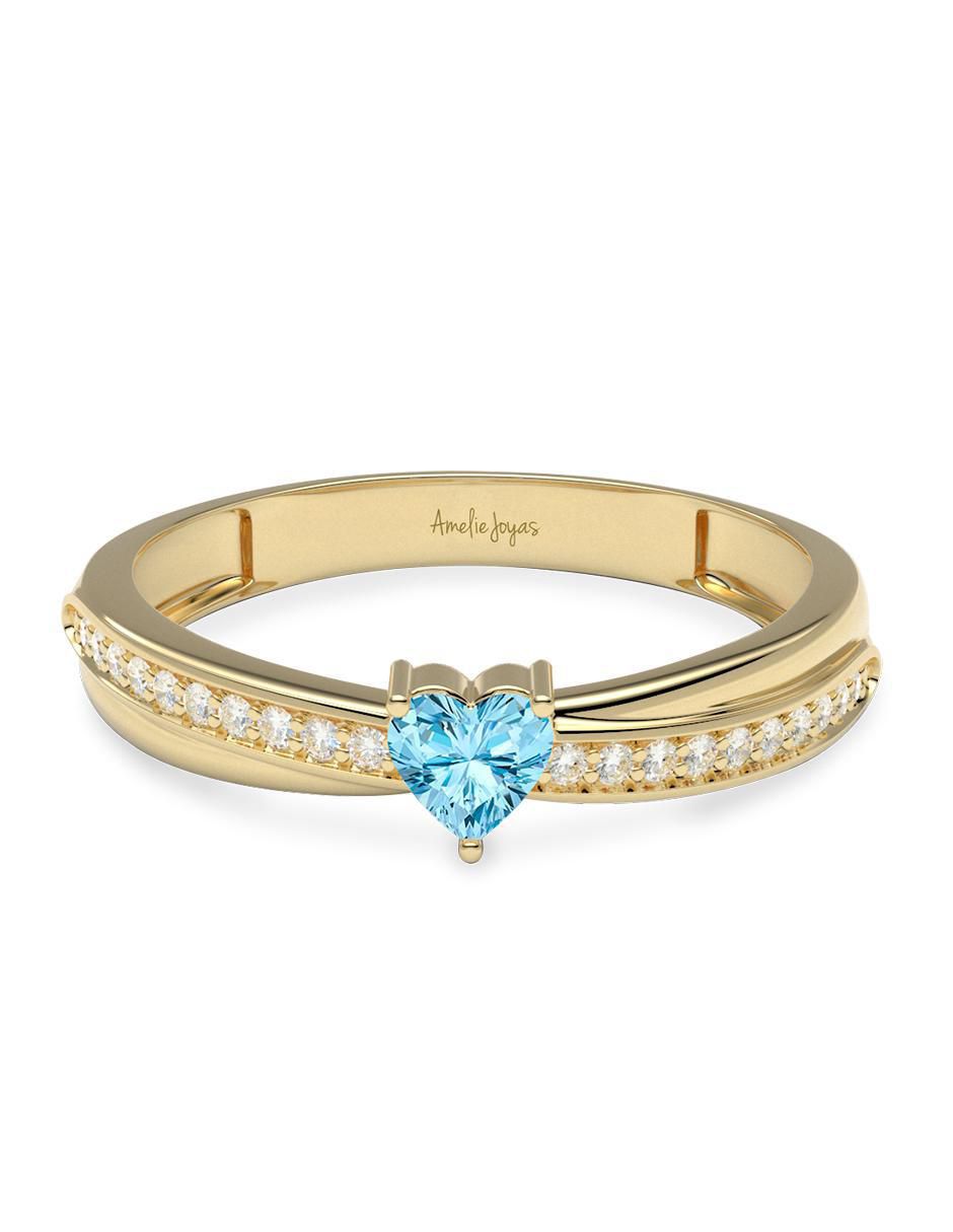 Anillo de corazón 14 k de oro zirconia brillante Anillo de corazón 14 k de oro zirconia brillante