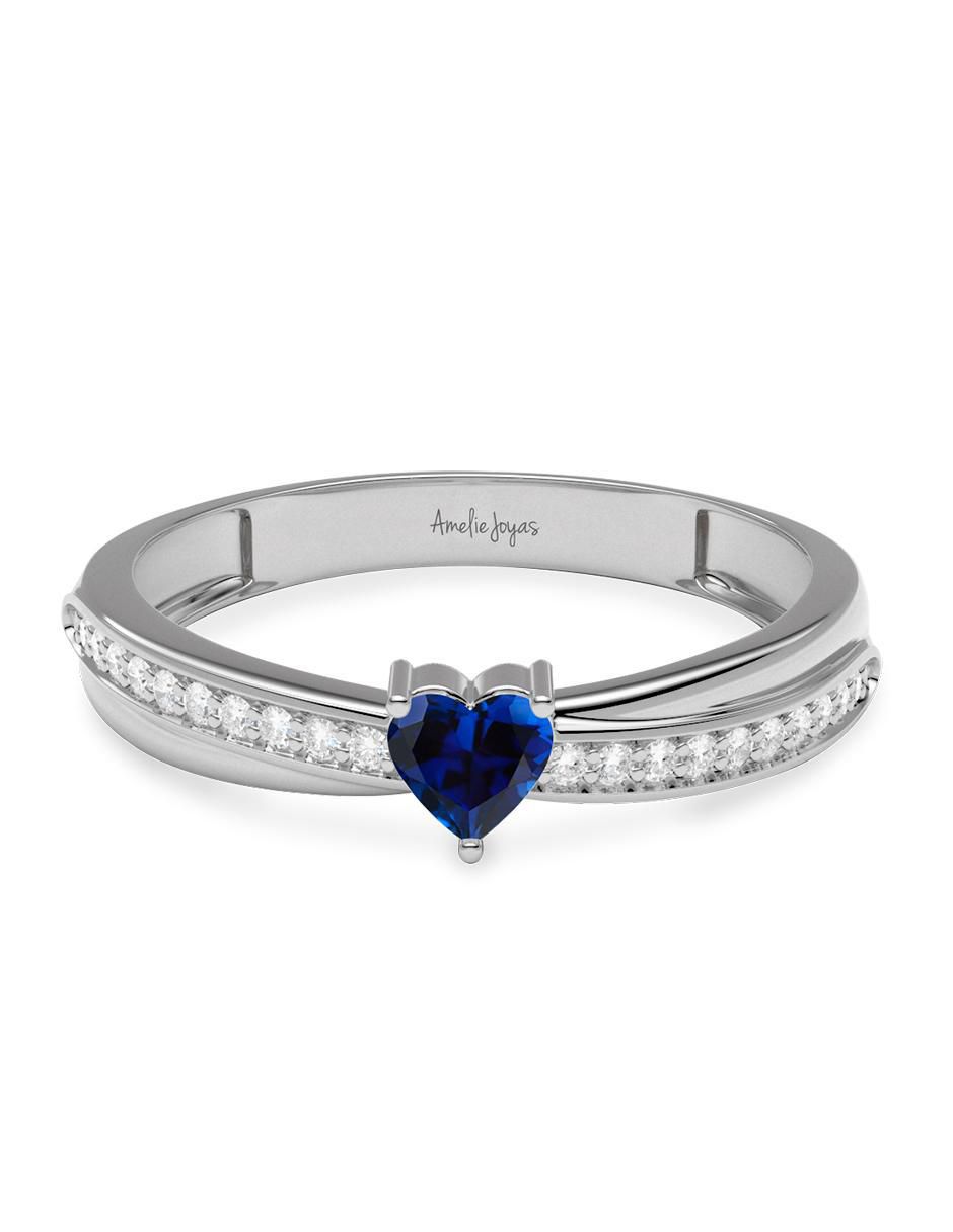 Anillo de corazón 14 k de oro zirconia brillante