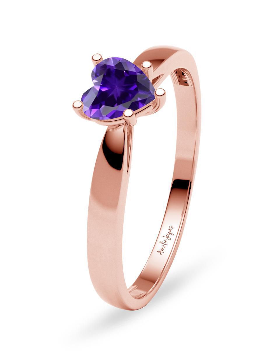 Anillo de corazón 14 k de oro zirconia brillante