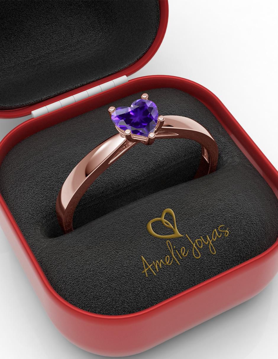 Anillo de corazón 14 k de oro zirconia brillante