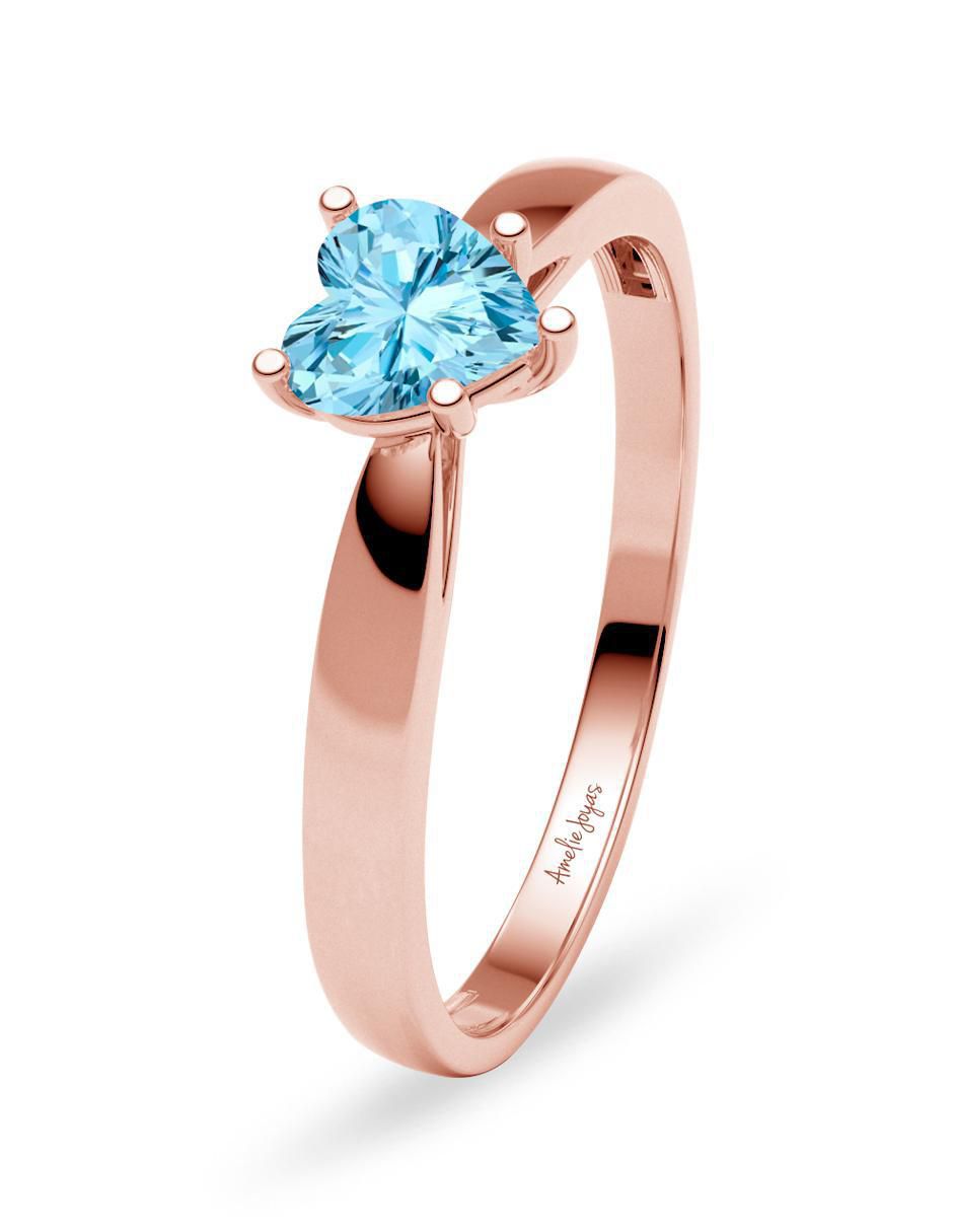 Anillo de corazón 14 k de oro zirconia brillante