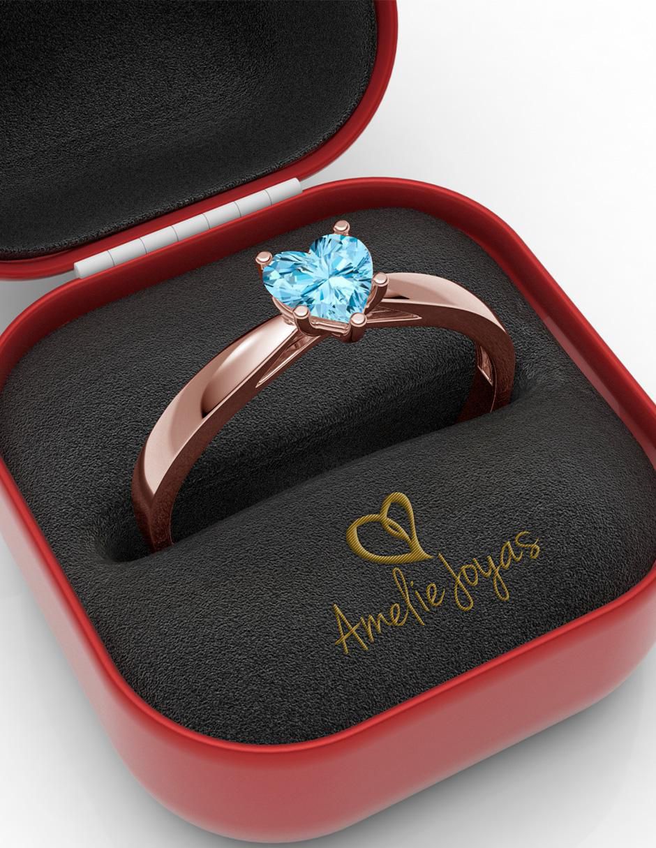 Anillo de corazón 14 k de oro zirconia brillante