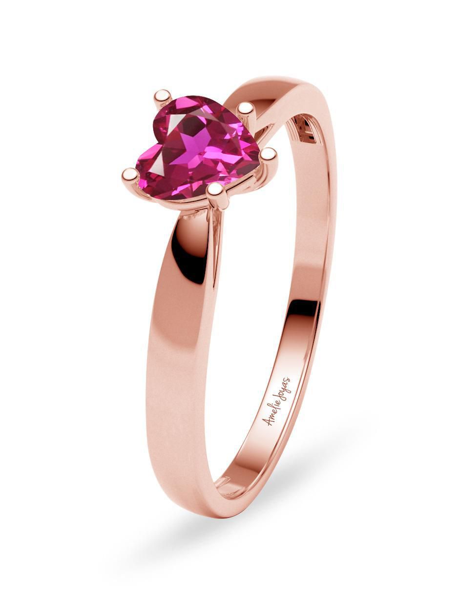 Anillo de corazón 14 k de oro zirconia brillante