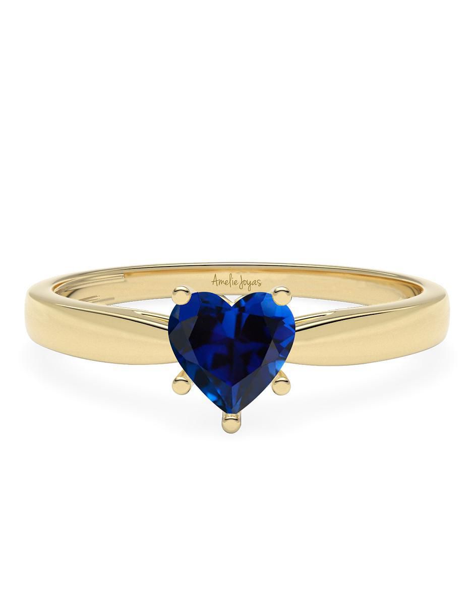 Anillo de corazón 14 k de oro zirconia brillante