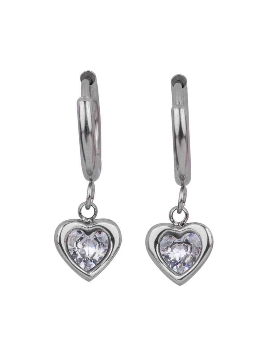Arracadas de corazón con acabado brillante 2