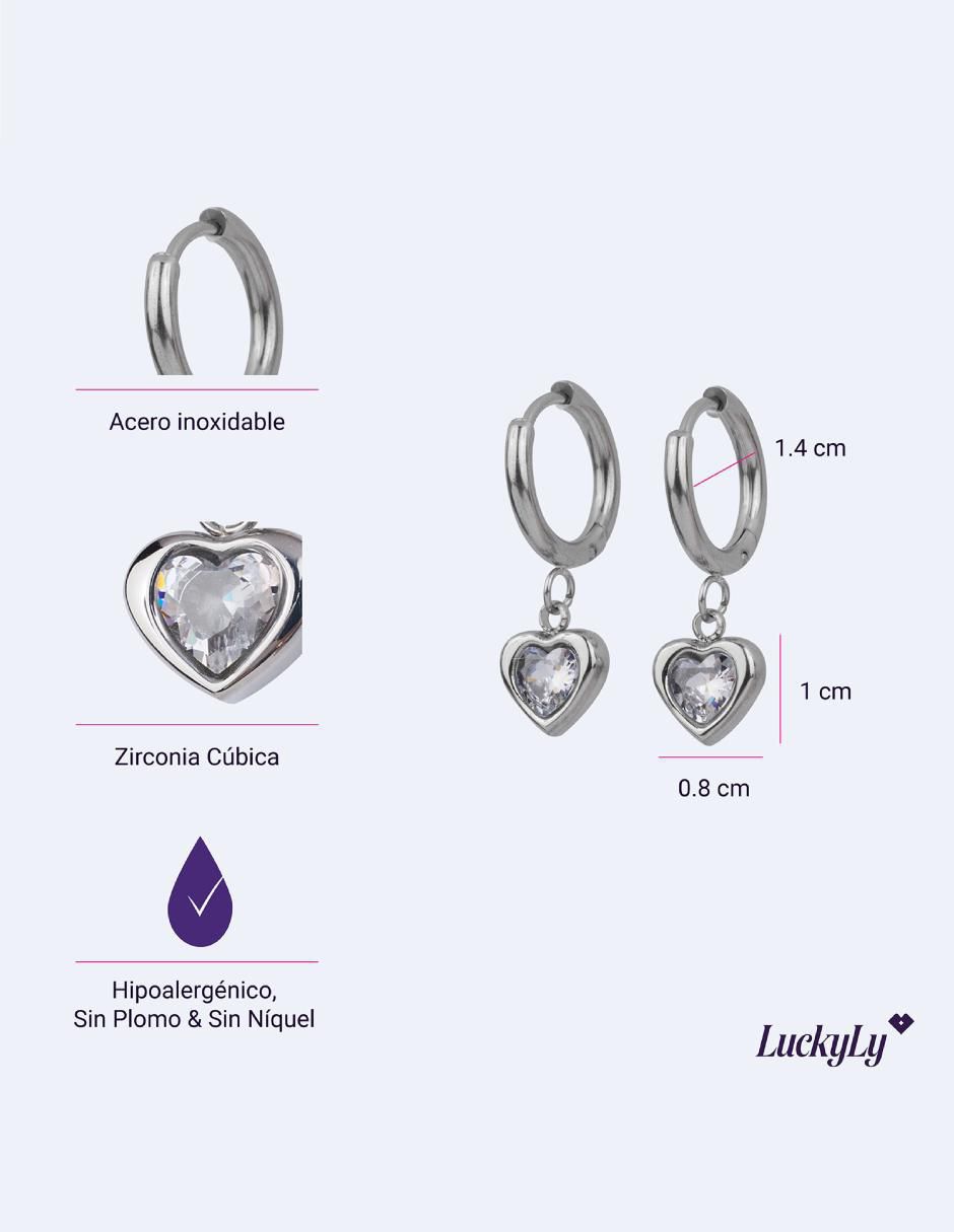 Arracadas de corazón con acabado brillante 6