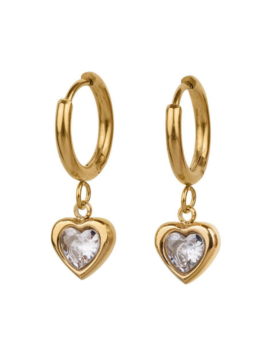 Arracadas de corazón con acabado brillante