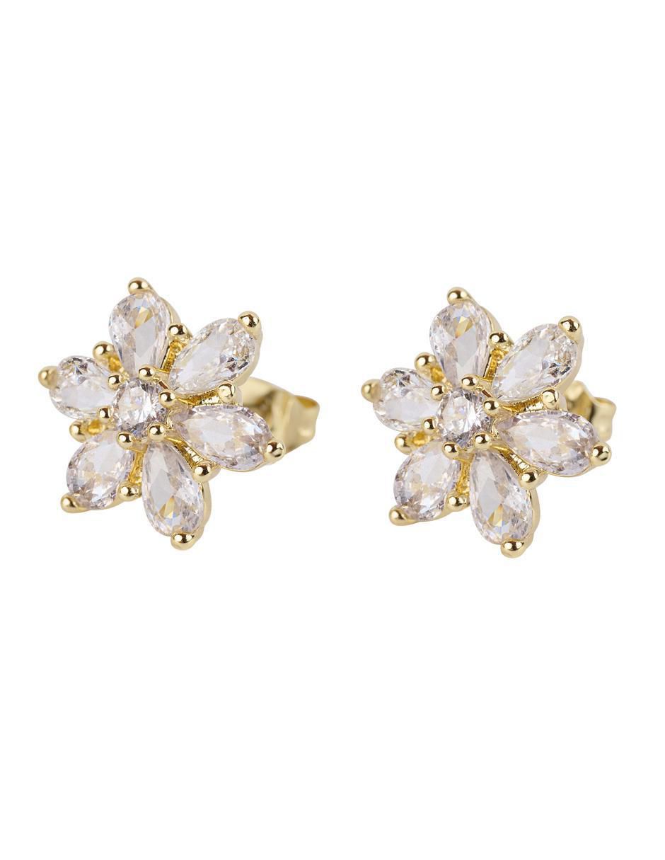 Broqueles de flor con acabado baño de oro Broqueles de flor con acabado baño de oro