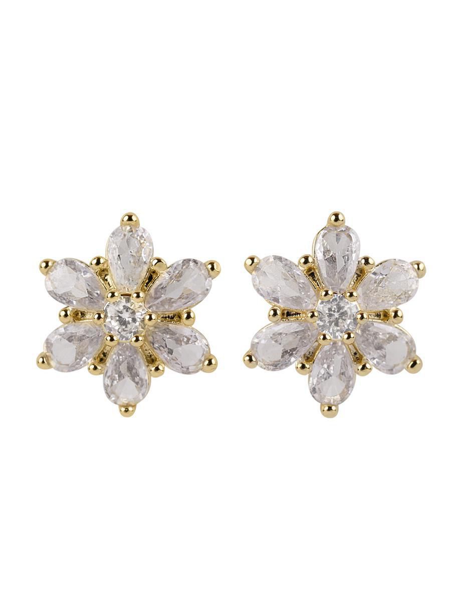 Broqueles de flor con acabado baño de oro 2