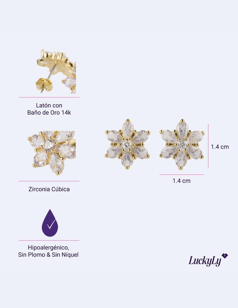 Broqueles de flor con acabado baño de oro 5