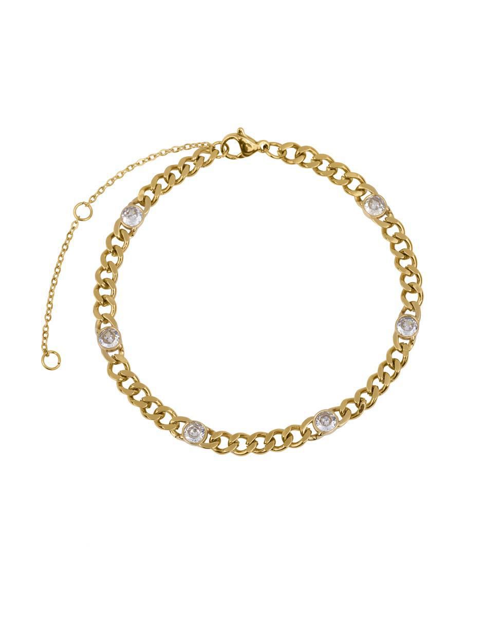 Pulsera con zirconia cúbica acabado baño de oro 1