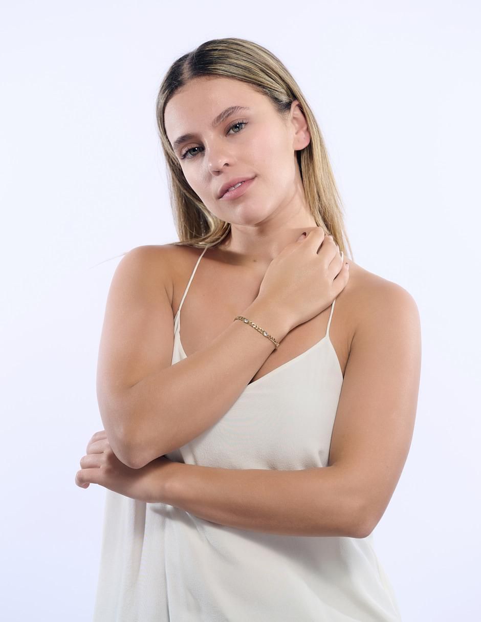 Pulsera con zirconia cúbica acabado baño de oro 3