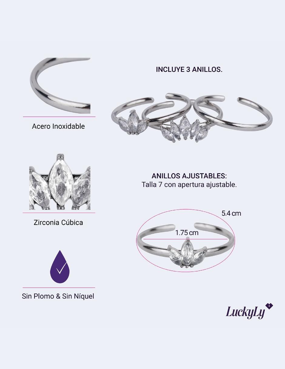 Set anillo zirconia cúbica brillante 7