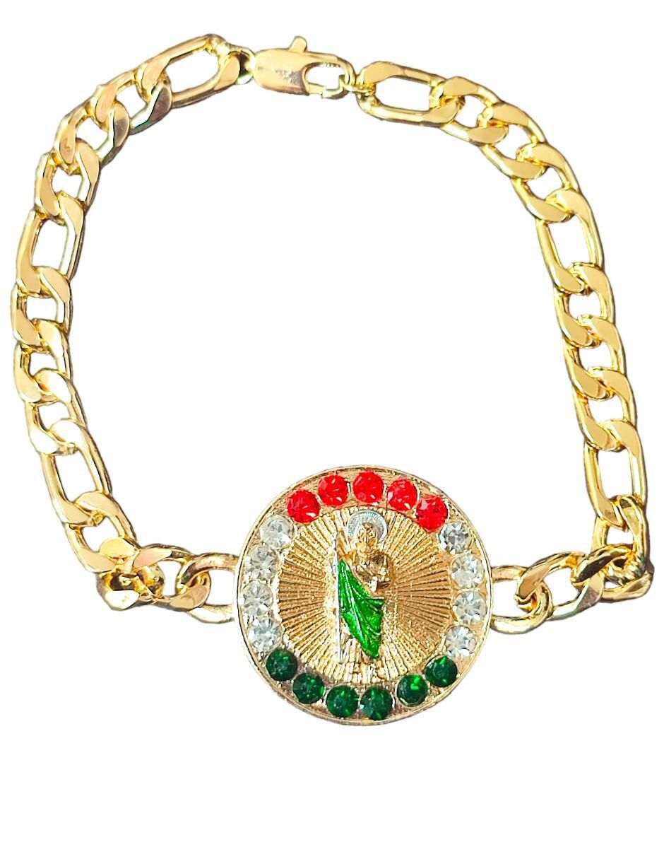 Brazalete con zirconia cúbica acabado baño de oro 18 K