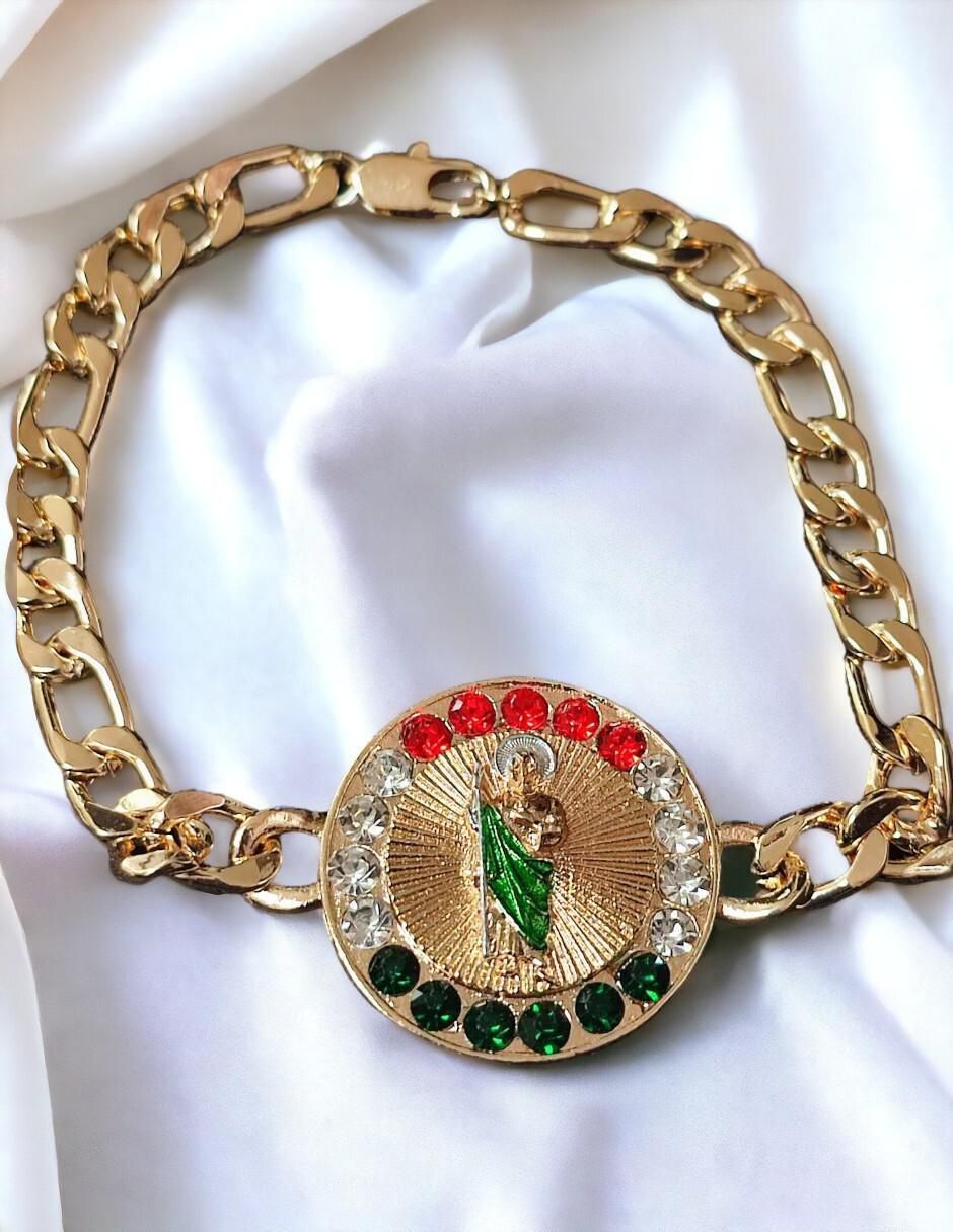 Brazalete con zirconia cúbica acabado baño de oro 18 K